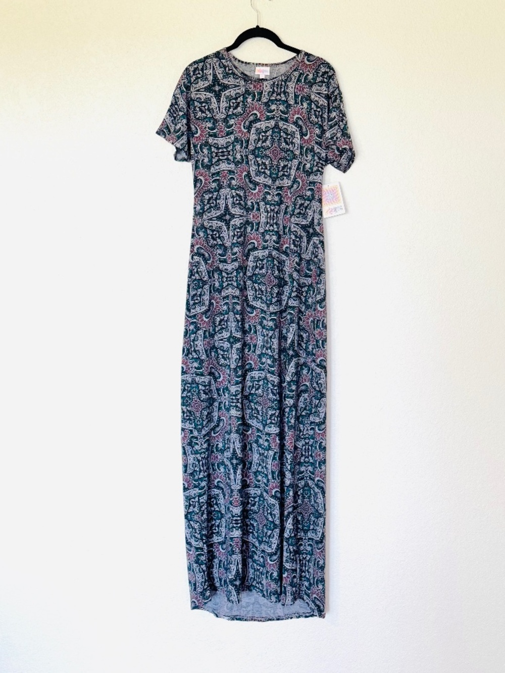 Lularoe Maria Maxi Dress Small Tall Slimming Comfy Gray Green Summer Resort New